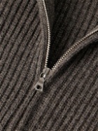 De Bonne Facture - Ribbed Wool and Alpaca-Blend Zip-Up Sweater - Brown
