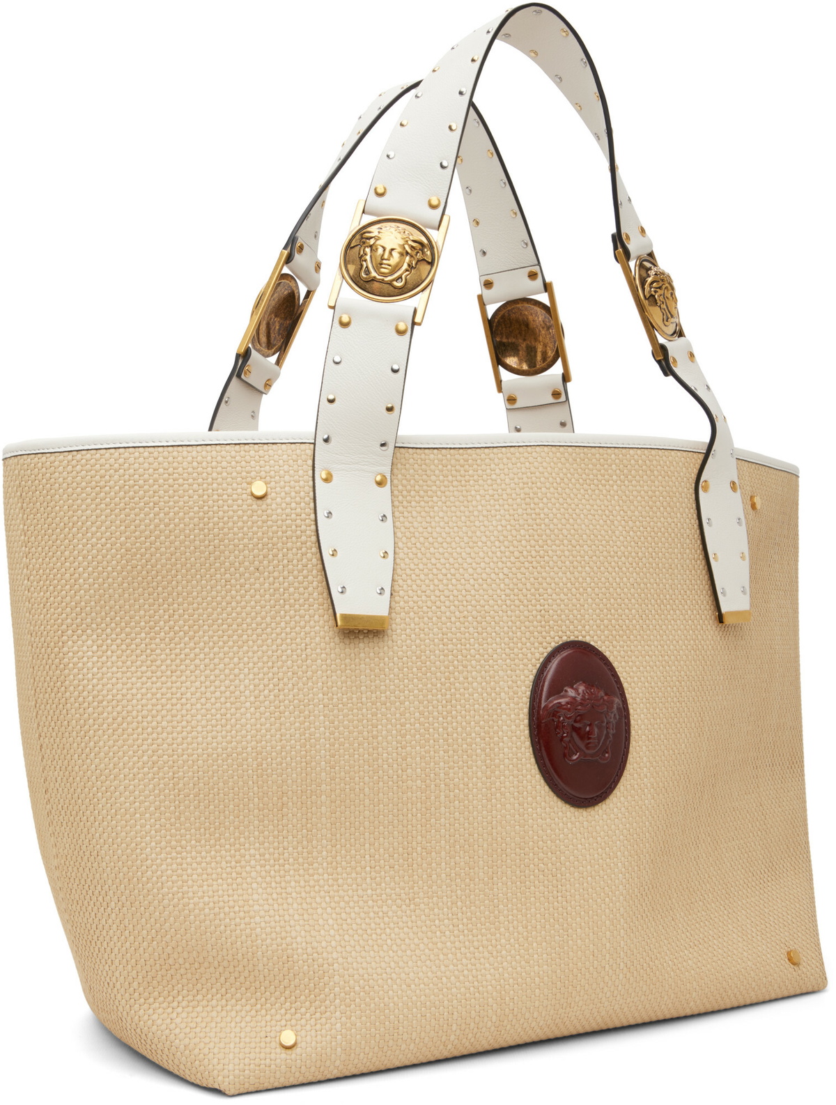 Versace Beige Rivière Large Raffia Tote