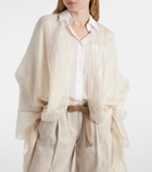 Brunello Cucinelli Fringed linen-blend cape