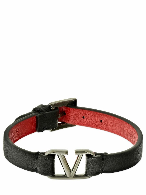 Photo: VALENTINO GARAVANI - V Logo Bicolor Leather Belt Bracelet