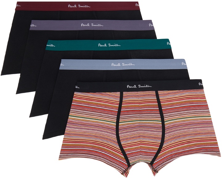 Photo: Paul Smith Five-Pack Multicolor 'Signature Stripe' Boxers