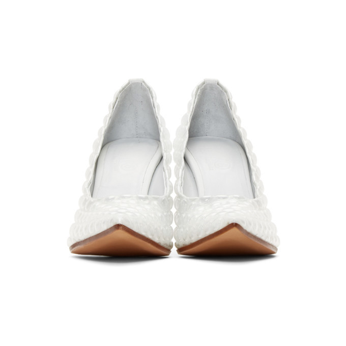 MM6 Maison Margiela オープントゥ ミュール ホワイト 新品 MM6 Maison Margiela White Bubble Wrap Heels MM6 Maison Margiela