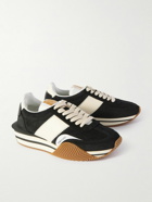 TOM FORD - James Rubber-Trimmed Leather, Suede and Nylon Sneakers - Black