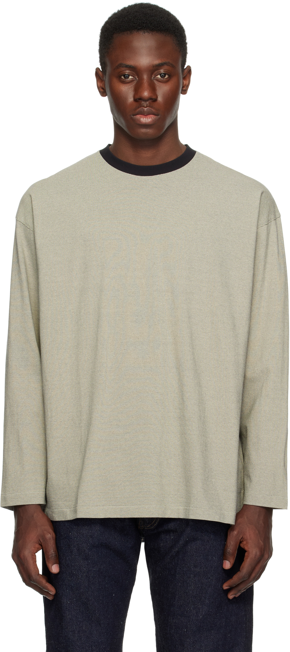 KAPTAIN SUNSHINE Gray Hard Twisted Stripe Jersey T-shirt