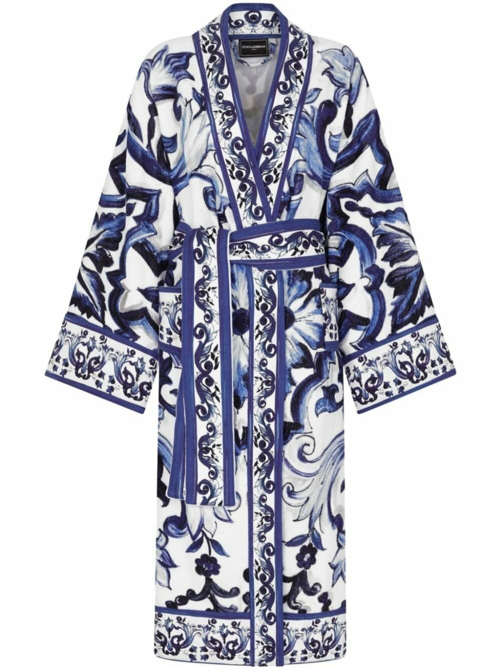 Dolce & Gabbana Blue Majolica Cotton Robe
