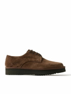 Grenson - Byron Webbing-Trimmed Suede Derby Shoes - Brown