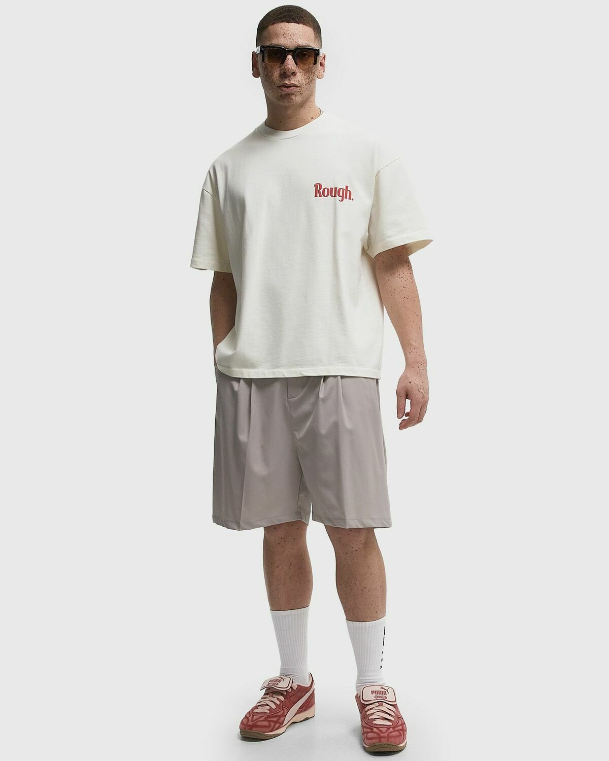 Rough. TAILORED SERENE BAGGY SHORTS Grey Mens Casual Short