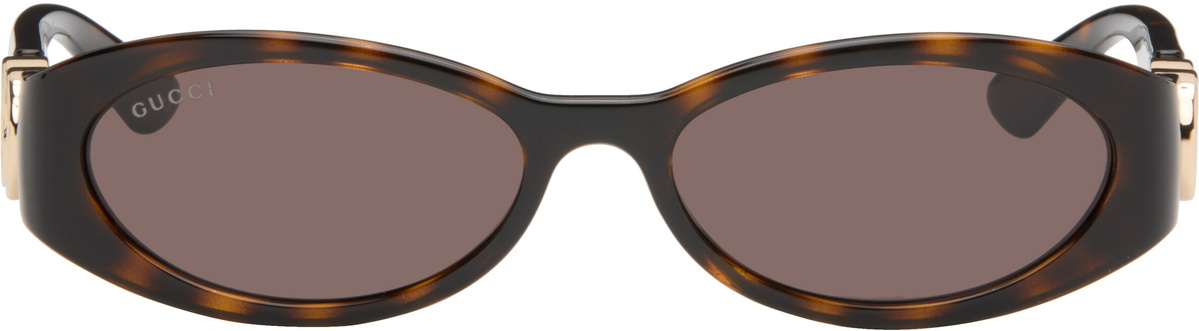 Gucci Brown Oval Frame Sunglasses