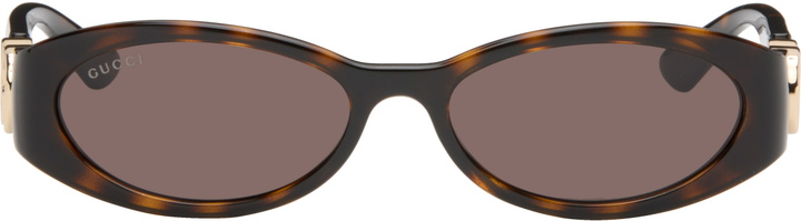 Photo: Gucci Brown Oval Frame Sunglasses