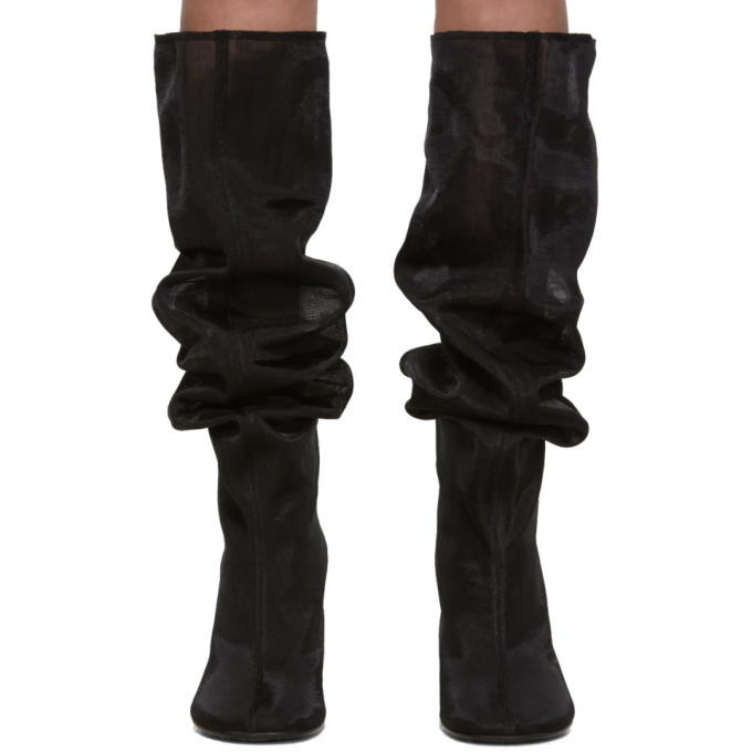 ロングブーツ MM6 MAISON MARGIELA Black Leather Boots 25159405_55400071_600.jpg