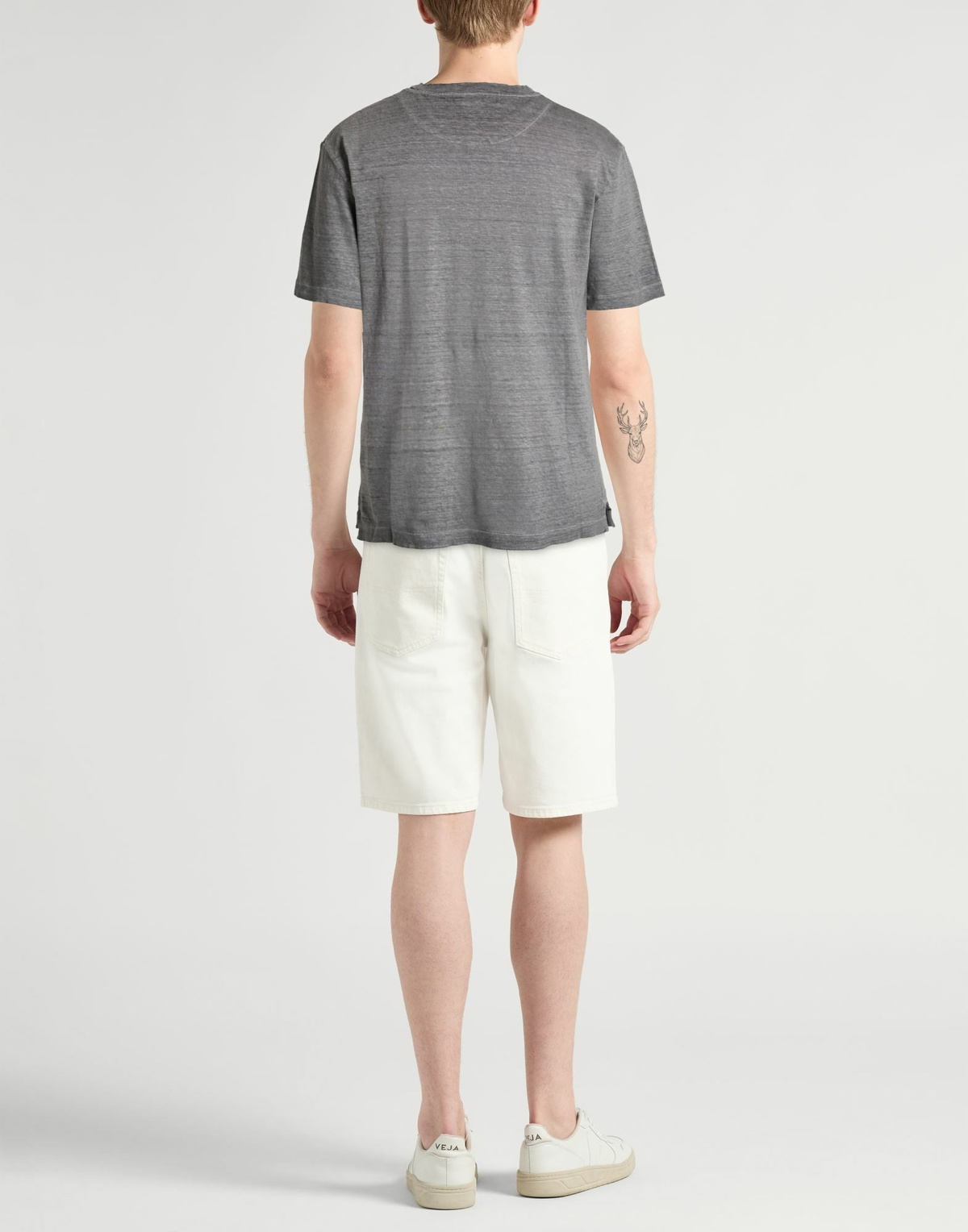 120% Lino Mens T-shirt in Grey