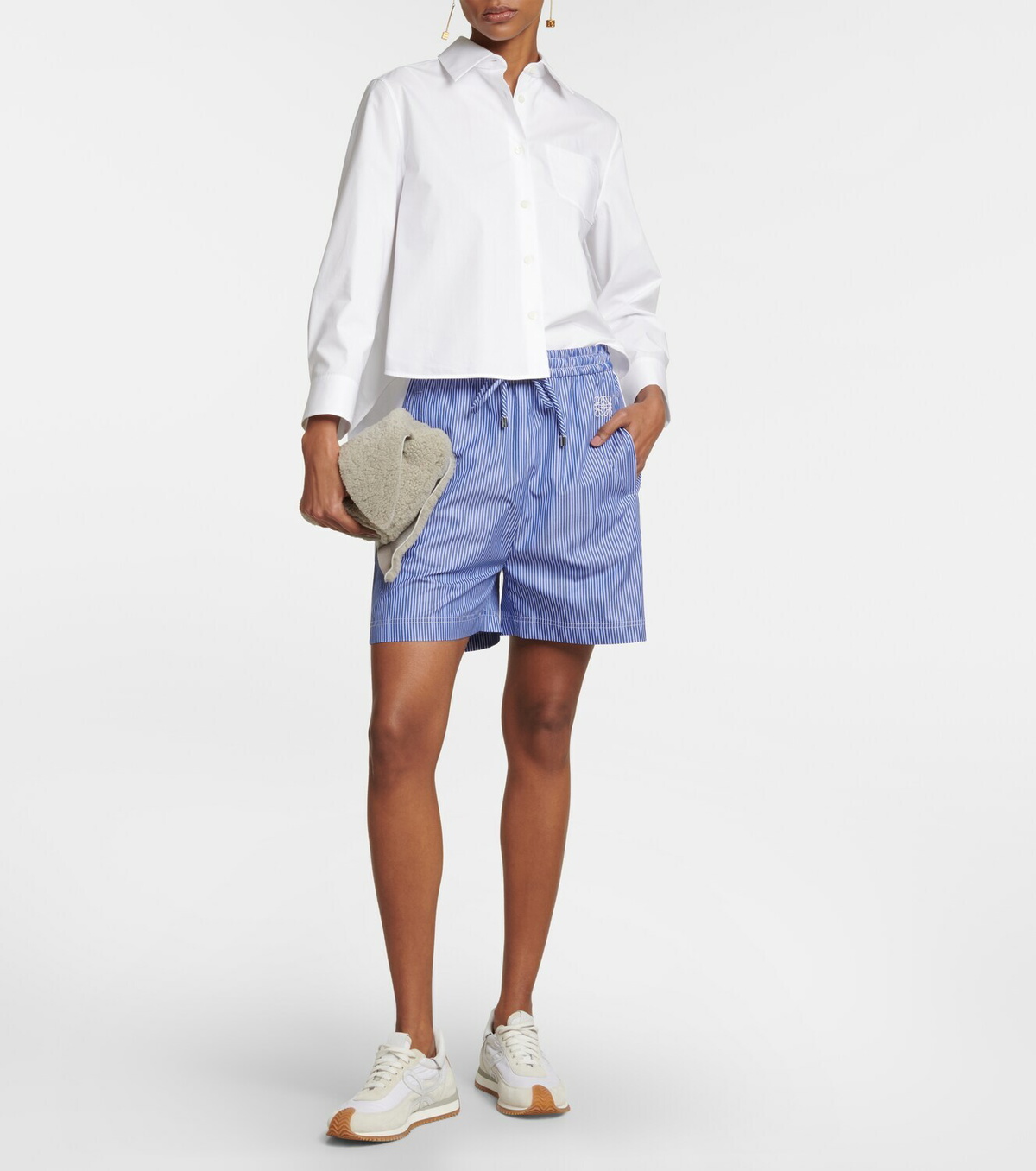 Loewe - Striped high-rise cotton shorts Loewe