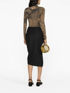 DRIES VAN NOTEN - Draped Pinstripped Wool Midi Skirt