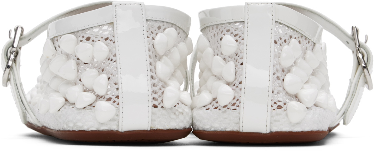 ALAÏA White Studs Fishnet Ballerina Flats