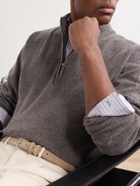 N.PEAL - Ribbed Cashmere Zip-Up Sweater - Gray