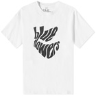 Blue Flowers Men's Wavy T-Shirt in White