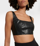 Staud - Wells cropped leather-effect top