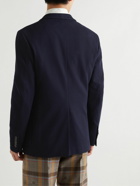 GUCCI - Palma Grosgrain- and Suede-Trimmed Cotton Blazer - Blue