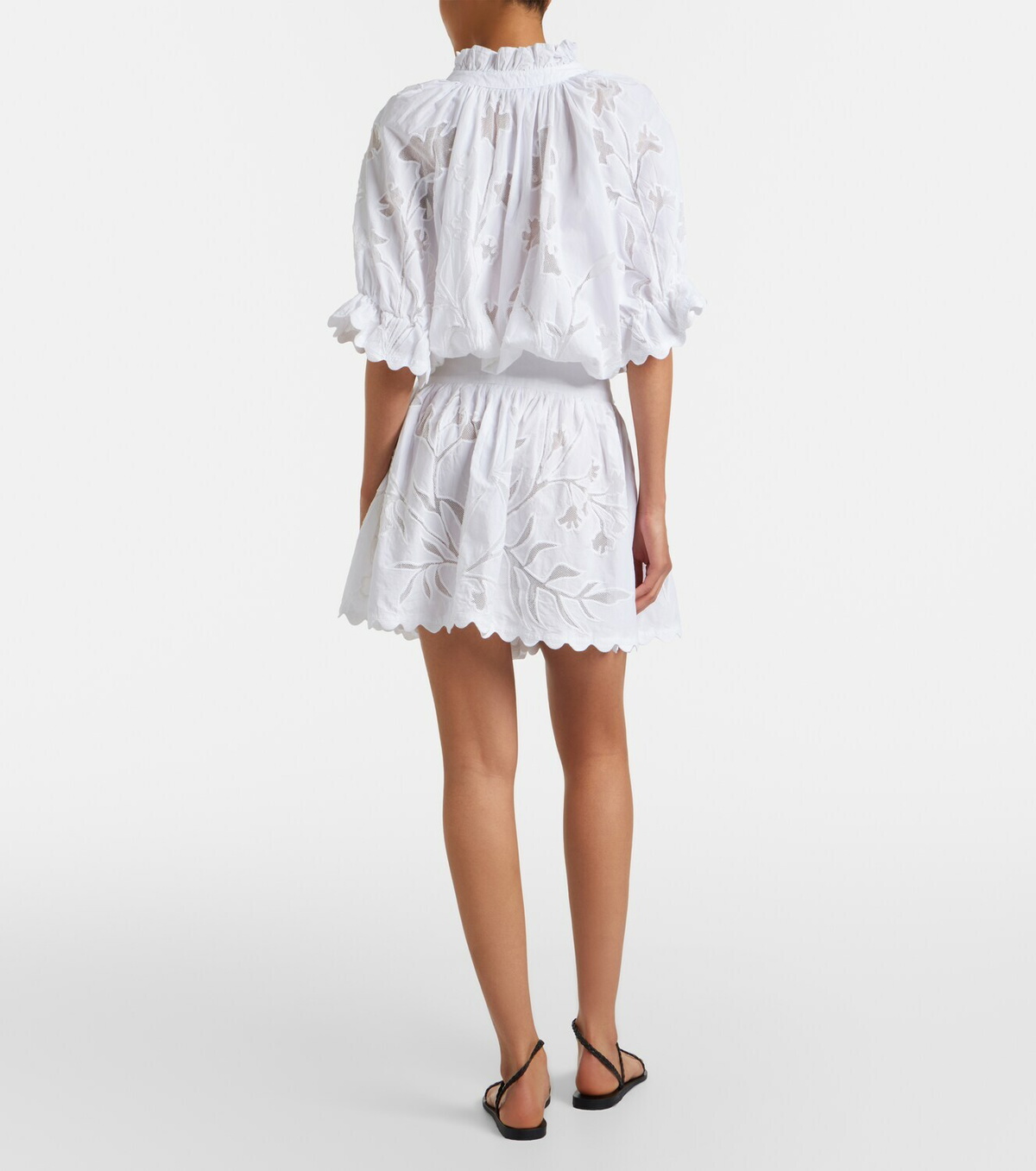 Juliet Dunn Embroidered cotton minidress