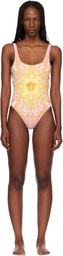 Versace Yellow & Pink Printed One-Piece Swimsuit
