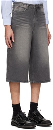 LOW CLASSIC Gray Faded Denim Shorts