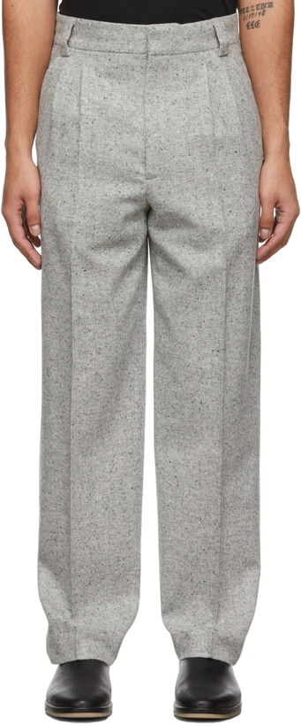 Photo: Fear of God Grey Double Pleated Tapered Trousers