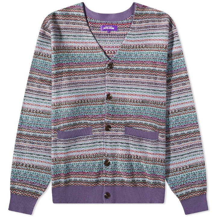 Photo: Fucking Awesome Men's Dill Painting Intarsia Cardigan in Purple