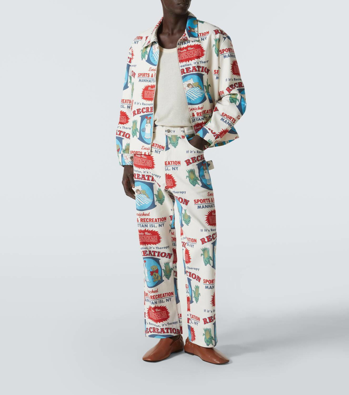 Bode Enrichment Knolly Brook cotton straight pants