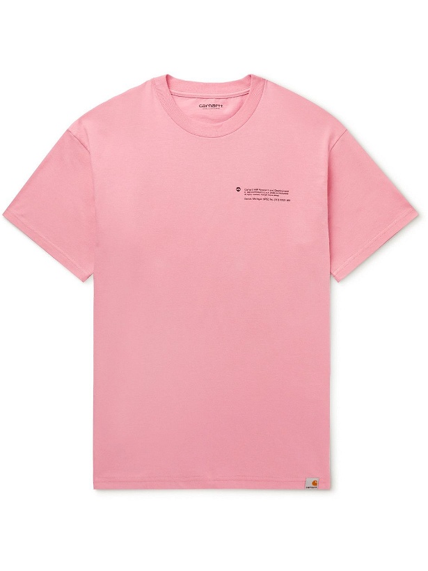 Photo: Carhartt WIP - Structures Logo-Print Organic Cotton-Jersey T-Shirt - Pink