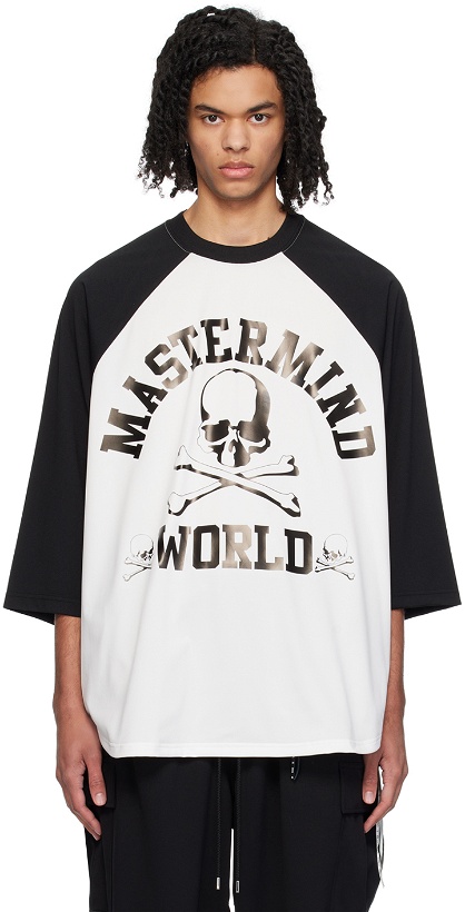 Photo: MASTERMIND WORLD White & Black Oversized Long Sleeve T-Shirt