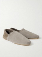 Mr P. - Babouche Shearling-Lined Suede Slippers - Brown