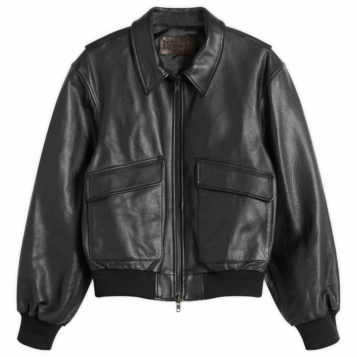 Nothing Written Women's Classic Leather Flight Jacket in Black