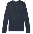 Schiesser - Slim-Fit Ribbed Cotton-Jersey Henley T-Shirt - Blue