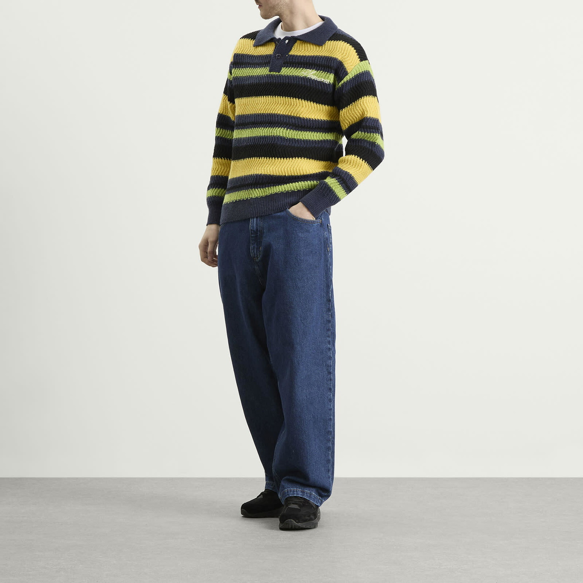 Pleasures Men's Cooper Polo Sweater in Yellow
