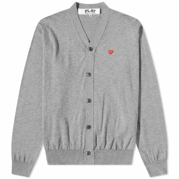Photo: Comme des Garçons Play Men's Small Red Heart Cardigan in Grey