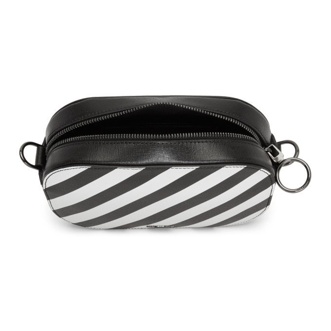 OFF-WHITE Camera Bag Sculpture Black White in Saffiano Leather