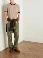 Noah - Ringer Logo-Embroidered Cotton-Jersey T-Shirt - Neutrals
