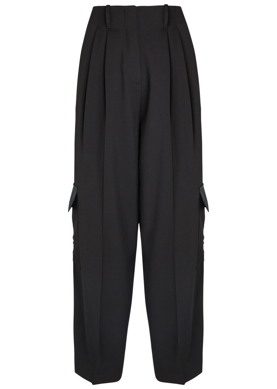 Wales Bonner Reverb Pleated Wool Gabardine Trousers Black