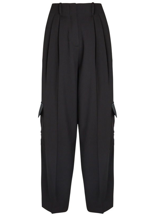 Photo: Wales Bonner Reverb Pleated Wool Gabardine Trousers Black