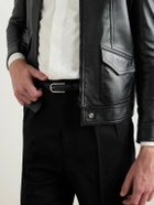 CELINE - 2cm Lizard-Effect Leather Belt - Black