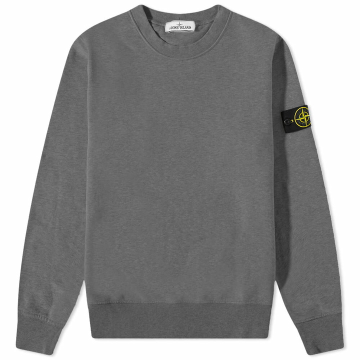 Photo: Stone Island Men's Brushed Cotton Crew Neck Sweat in Dark Grey Marl