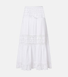 Anna Kosturova Filigree crochet-trimmed cotton midi skirt