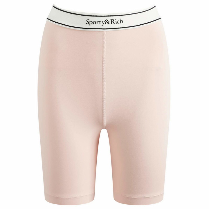 Photo: Sporty & Rich Women's Serif Logo Cycling Shorts in Ballet