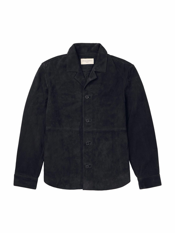 Photo: Officine Générale - Julien Camp-Collar Suede Overshirt - Blue