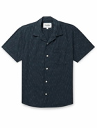 Corridor - Camp-Collar Cotton-Jacquard Shirt - Blue