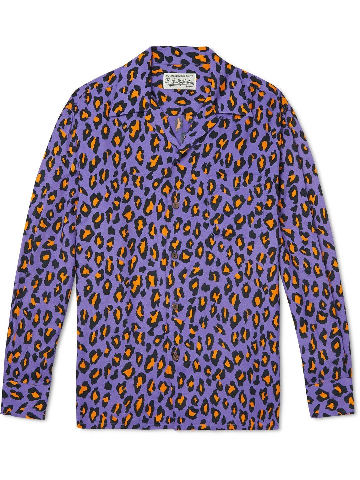 Wacko Maria - Camp-Collar Leopard-Print Woven Shirt - Purple Wacko 