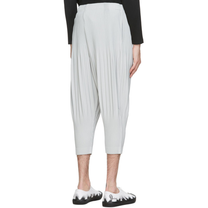 Homme Plisse Issey Miyake Grey Cropped Basics Trousers Homme