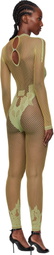 Poster Girl Green Leaves Fishnet Capri Jumpsuit