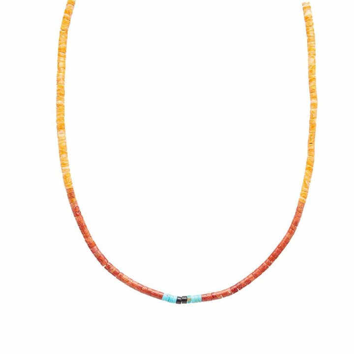 Photo: Mikia Men's Beaded Necklace in Coral/Turquoise