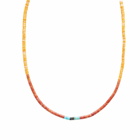 Mikia Men's Beaded Necklace in Coral/Turquoise